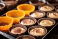 orange and brown themed array of raw cupcake batter