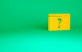 Orange Browser with question mark icon isolated on green background. Internet communication protocol. Minimalism concept Royalty Free Stock Photo