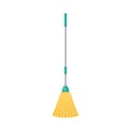 Orange brush for sweeping on a long handle. Vector illustration on white background. Royalty Free Stock Photo