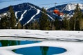 Orange bubble chair lift at Park City Canyons Ski Area in Utah. Royalty Free Stock Photo