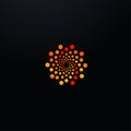 Orange Bubbles, vortex dots symbol, modern round logo template for business. Abstract flower emblem, sun vector icon