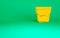 Orange Bucket icon isolated on green background. Minimalism concept. 3d illustration 3D render