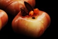Orange buckthorn desserts with chocolate and fresh berries