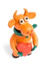 Orange bull with valentine