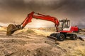 An orange bulldozer at a construction site