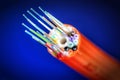 Orange bundle of fiber optic cables Royalty Free Stock Photo