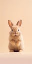 Orange Bunny On Beige Background: National Geographic Inspired Rabbit Wallpaper