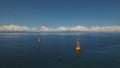 Orange buoy in the sea.