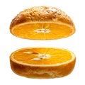 Orange in burger bread Royalty Free Stock Photo