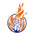 Orange burning hand vector illustration