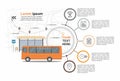 SOrange Bus at the bus stop on background of city map, Transport infographic.