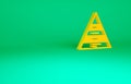 Orange Business pyramid chart infographics icon isolated on green background. Pyramidal stages graph elements Royalty Free Stock Photo