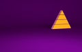 Orange Business pyramid chart infographics icon isolated on purple background. Pyramidal stages graph elements Royalty Free Stock Photo