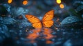 Orange butterfly resting on a leaf in a vibrant natural setting Royalty Free Stock Photo