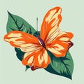 an orange butterfly is sitting on a green leaf Royalty Free Stock Photo