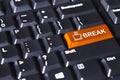 Orange button with break word and coffee Royalty Free Stock Photo