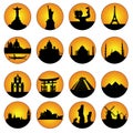 Orange buttons famous places in the world Royalty Free Stock Photo