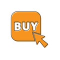 Orange Buy button icon isolated on white background. Vector Illustration Royalty Free Stock Photo