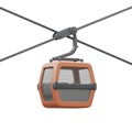 Orange Cable Car Gondola Suspended on Cables Against a White Background, 3D Render Royalty Free Stock Photo