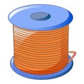 Orange cable coil icon, cartoon style