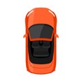 Orange cabriolet car top view vector illustration. Cabrio car illustration. Royalty Free Stock Photo