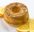 Orange Cake with Almond slithers. Royalty Free Stock Photo