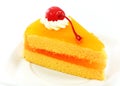 Orange cake with cherry Royalty Free Stock Photo