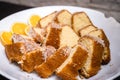 orange cake in old china, homemade brazilian cake Royalty Free Stock Photo