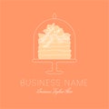 Orange Cake Outline Logo for Bakery in Clean Style with Flowers