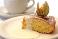 Orange cake with physalis. Royalty Free Stock Photo