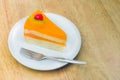 Orange cake with slice kiwi fruit,cherry Royalty Free Stock Photo