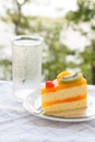 Orange cake and slice kiwi fruit Royalty Free Stock Photo