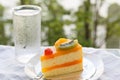 Orange cake and slice kiwi fruit Royalty Free Stock Photo