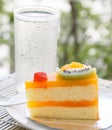 Orange cake and slice kiwi fruit Royalty Free Stock Photo