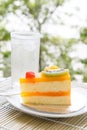 Orange cake and slice kiwi fruit Royalty Free Stock Photo