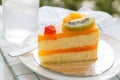 Orange cake and slice kiwi fruit Royalty Free Stock Photo