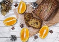 Orange cake with zucchini and chocolate Royalty Free Stock Photo