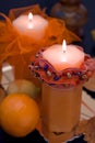 Orange candles in the dark Royalty Free Stock Photo