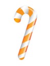 Orange candy cane on white