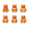 Orange candy sack cartoon character with nope expression