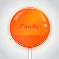 Orange candy on white background. Lollipop Royalty Free Stock Photo