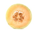 Orange cantaloupe melon fruit sliced isolated on white background Royalty Free Stock Photo