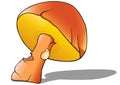 Orange-cap Boletus as Cartoon Forest Mushroom