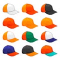 Orange cap, Vector Variety of color combinations cap template