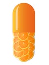 Orange capsule with oranges Royalty Free Stock Photo