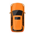 Orange car top view vector illustration. Sedan car illustration. Royalty Free Stock Photo