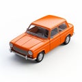 1960s Soviet Orange Car Diecast Model On White Background