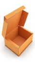 Orange cardboard box open container Royalty Free Stock Photo
