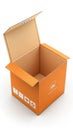 Orange cardboard box open empty Royalty Free Stock Photo