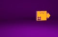 Orange Cardboard box with traffic symbol icon isolated on purple background. Box, package, parcel. Delivery Royalty Free Stock Photo